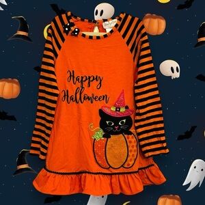 Emily Rose Size 8 Appliquéd “Happy Halloween” Long Sleeve Tunic Top